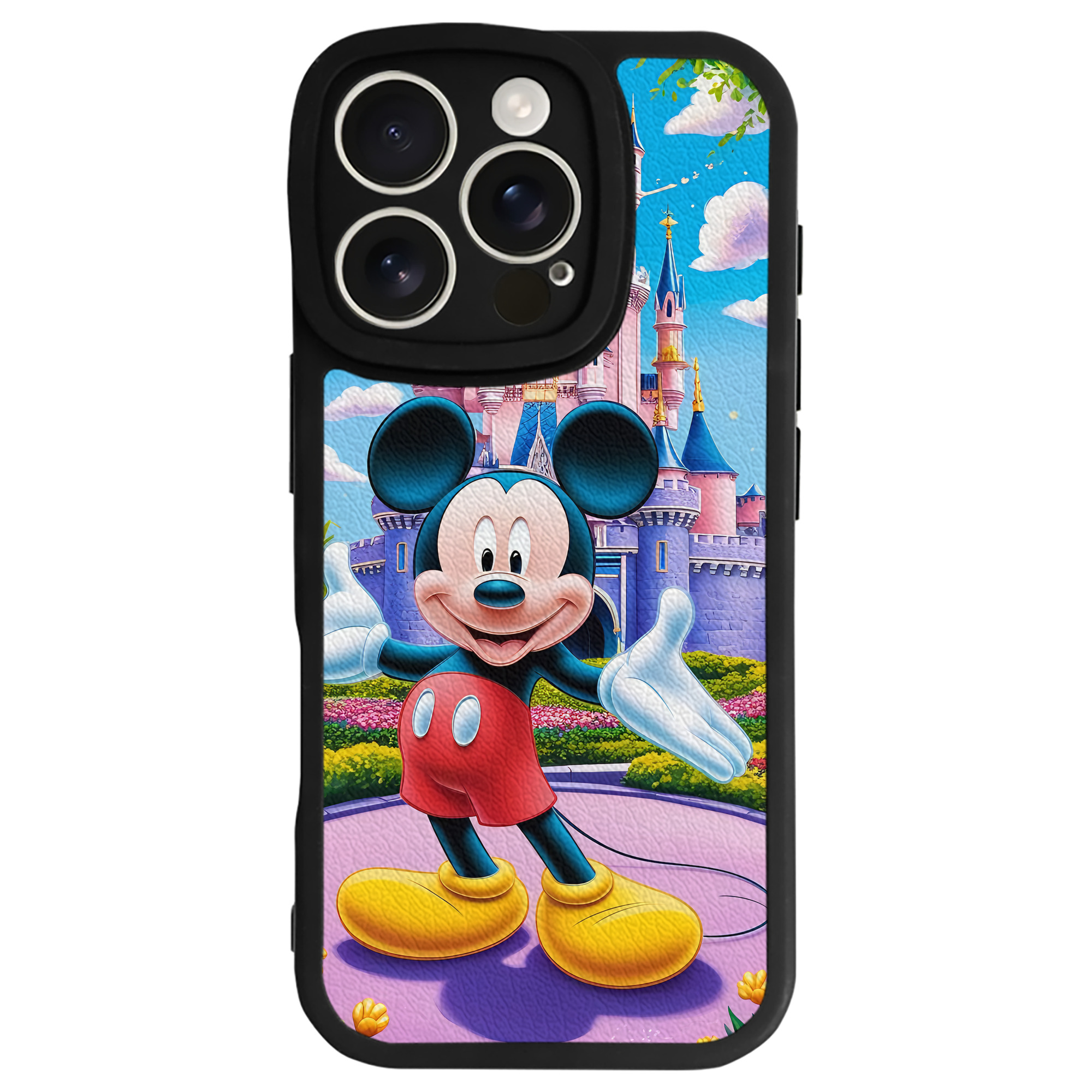 （画像用） ミッキーマウス Mickey Mouse 【iPhone 16シリーズ対応】シリコンスマホケース（レザー調） 材質：シリコン